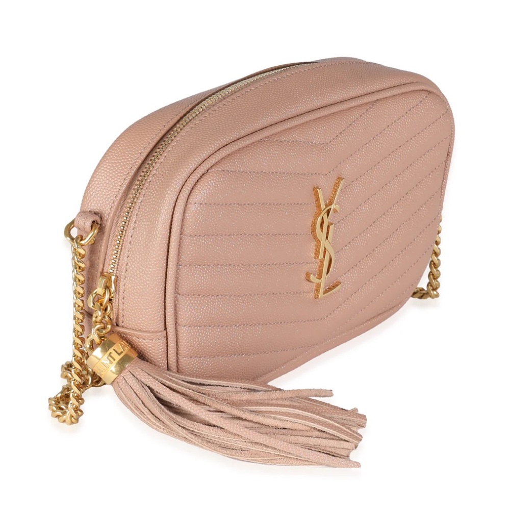 Saint Laurent Dark Natural Grain De Poudre Mini Lou Camera Bag